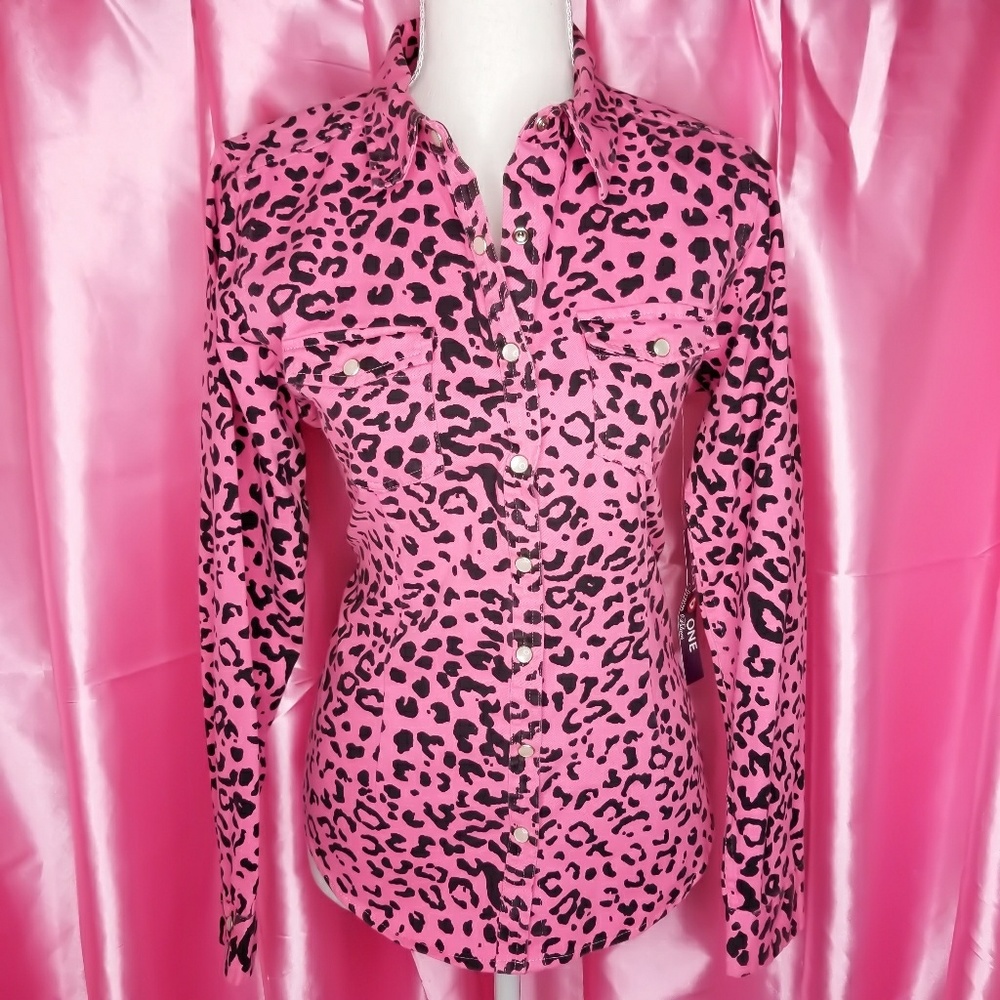 Pink Leopard  Button-down